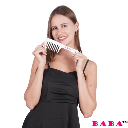 BABA - 2 Piece Diamond Crystal Wide Tooth Comb – Combs for Women, Hair Comb, Detangles Wet or Dry Hair, Detangling Comb, Wide Tooth Comb for Curls, Detangling Brush (White Black)