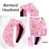 Jaciya Pearl Headband for Girls Rhinestone Headband for Women Wide Knotted Pink Headband for Women Starfish Head Band Mermaid Birthday Party Decorations