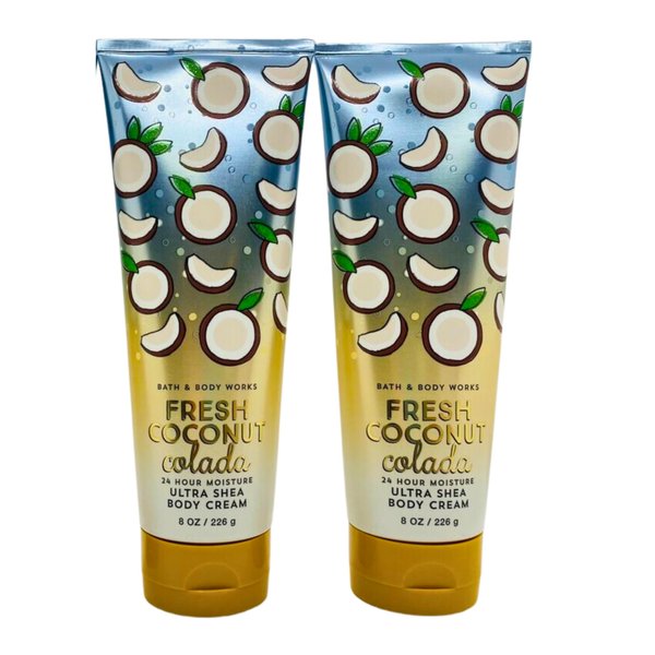 Bath & Body Works Ultra Shea Body Cream, 8oz Each, Pack of 2 (Fresh Coconut Colada)