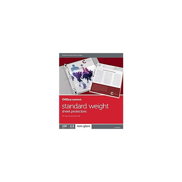 Office Depot Top-Loading Sheet Protectors, Standard Weight, Non-Glare, Box of 100, 498761