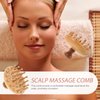 GLEAVI Wooden Massage Comb Wide Tooth Hair Brush Shampoo Brush Wet and Dry Hair Scalp Care Brush Round Tip Scalp Massager Comb Guasha Tool for Dandruff Removal Hair Growth