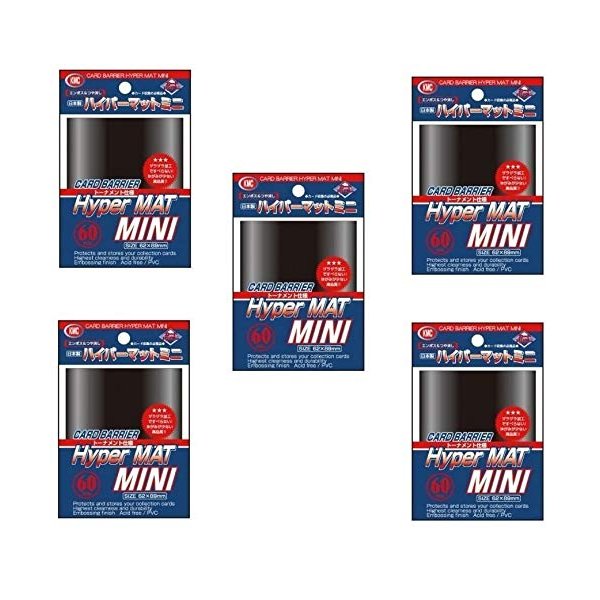KMC [Black] Card Barrier Hyper Mat Mini Sleeves 60pcs × 5 Sets (5 Packs/Total 300 Sheets) from Japan