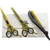 Stainless Steel Hair Cutting Scissors For Durability And Smooth Motion, These Barber Scissors Offer Fine Cutting and A Relaxing Grip Making Them Safe And Effective -Unisex Use Gold and Black