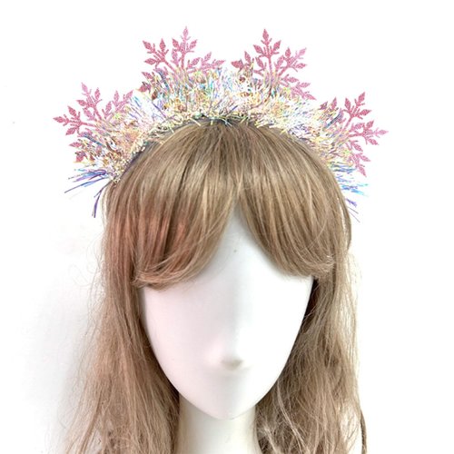 ujktvba Christmas Snowflake Headband Pink Xmas Snowflake Glitter Headband Christmas Costume Hair Accessories Hair Hoop Crown for Women Adults Kids Party Supplies Christmas Gift