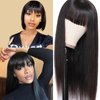 ISEE Hair Human Hair Wigs with Bangs 180% Density Straight None Lace Front Wigs Glueless Machine Made Wigs for Black Women Natural Color (20inch, Straight Wigs)