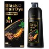 Black Hair Dye Shampoo 3 in 1, Herbal Shampoo Hair Dye for Women Men, Grey Coverage Shampoo 500ml (Black)