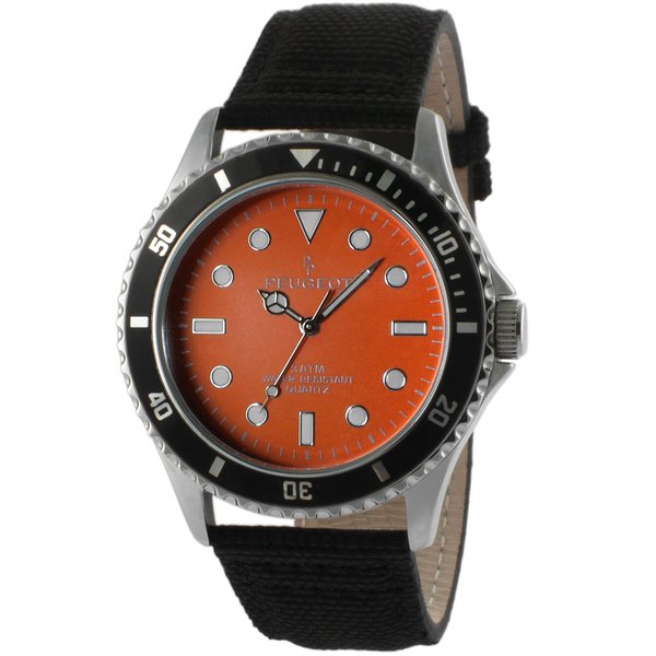 Peugeot Men's Sport Bezel Watch with Black Canvas Wrist Band