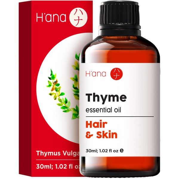 H’ana Thyme Essential Oil for Hair - 100% Natural Thyme Oil for Skin - Thyme Essential Oil for Diffuser (1 Fl Oz)