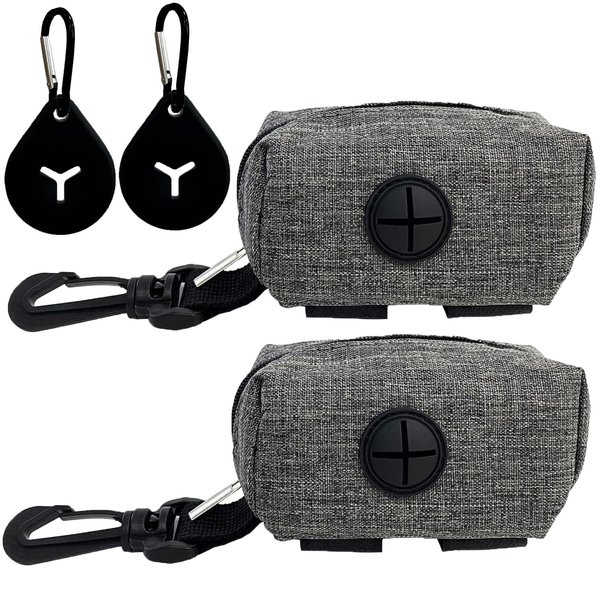CAKOVANO 2 Pack Dog Poop Bag Holder, Poop Bag Holders for Leashes, Pet Dog Waste Bag Dispenser Leash Attachment – Fits Any Dog Leash – Includes 2 Pack Poop Bag Dispenser and 2 Hands-free holder