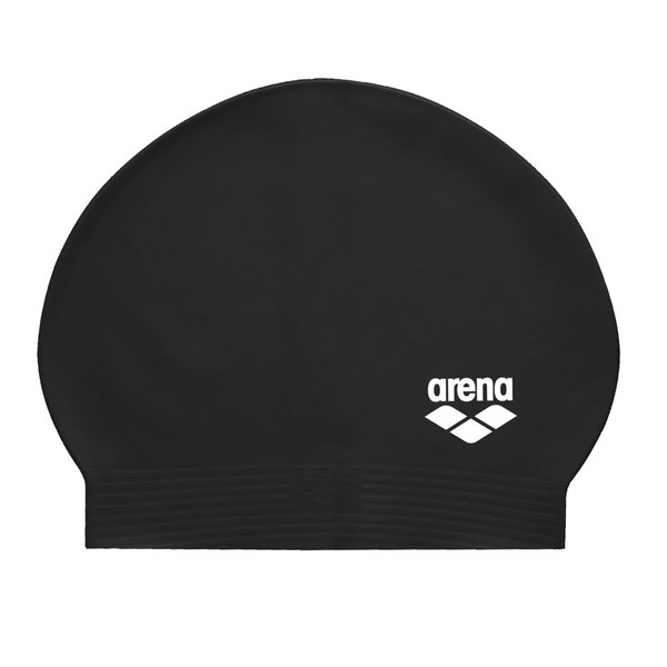 Arena Unisex Adults Soft Latex Swim Cap for Training and Fitness Swimming, Elastic Bathing Cap for Long Hair, Reinforced Edge, Black