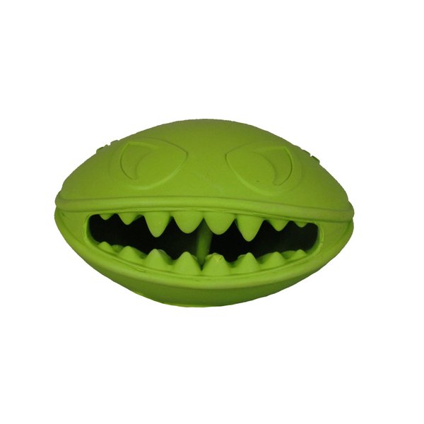 Jolly Pets Monster Mouth Oval Dog Toy/Treat Holder, 4 Inches, Green