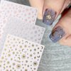 8Sheets Gold Star Heart Moon Nail Stickers,3D Silver Stars Hearts Nail Art Stickers Rose Gold Laser Silver Metallic Hollow Heart Moon Star Nail Decals for Women Nail Decor Nail Design Nail Accessories
