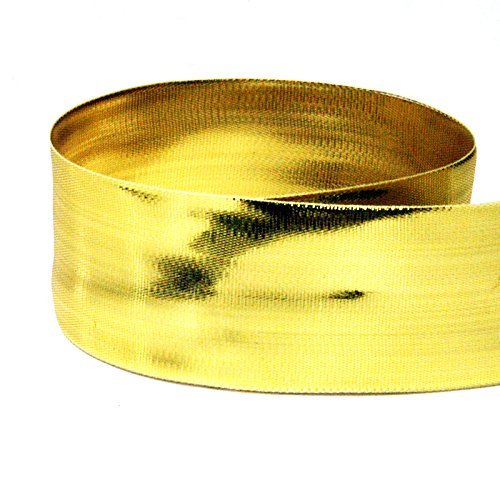 USA Made 3/8" Gold Lamé Metallic Grosgrain Ribbon - 100 Yards (Multiple Widths & Yardages Available)