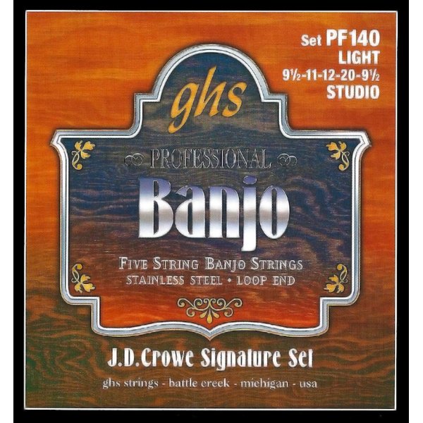 GHS Strings PF140 J.D. Crowe Signature Series (Studio), 5-String Stainless Steel Banjo Strings (.009 1/2-.020)