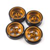 Abendor 4Pcs Rc Drift Wheels and Drift Tires for 1/28 Wltoys K969 K989 P929, Alloy Rc Drift Car Wheels with Hard Rubber Tires for 1/28 Kyosho Mini-Z Mini-Q HGD1 HGV1(Gold)