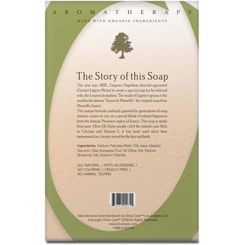 Olivia Care Bath & Body Bar Green Tea Soap 4 Pack Gift Box Organic, Vegan & Natural Contains Olive Oil Repairs, Hydrates, Moisturizes & Deep Cleans Good for Sensitive Dry Skin Made in USA