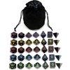 IvyFieldDice 5 Sets New Black Polyhedral Dice with Satin-Lined Velvet Bag for Dungeons and Dragons DND RPG MTG D20 D12 D10 D8 D6 D4