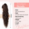 FLUFYMOOZ Ponytail Extension, Flexible Wrap Around Ponytail Extension Long Wavy Curly Ponytail Hair Extensions Natural pony tail Synthetic Hairpiece for Women 32 Inch (Dark Chocolate Brown)