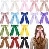 Mimorou 16 Pcs Satin Hair Bows for Women Silky Hair Clip Hair Ribbon Clip Ponytail Holder Accessories Double Tassel Slides Metal Clips Hair Bow for Women Girls Toddlers Teens Kids