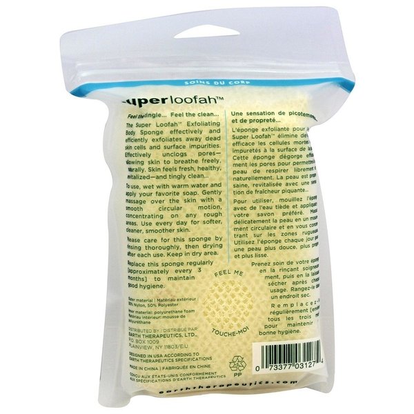 Earth Therapeutics Loofah, Super, Exfoliating, Body Sponge