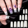 500PCS Half Cover False Nails Tips - Acrylic Nail Tips, krofaue 10 Sizes Lady French Style Acrylic Artificial Tip Manicure with Box for Nail Tips Art Salons and Home DIY
