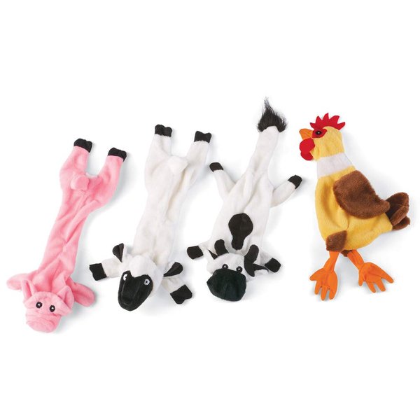 Collections Etc Stuffing Free Farm Animals Dog Toys - Set of 4 Pink NO Size