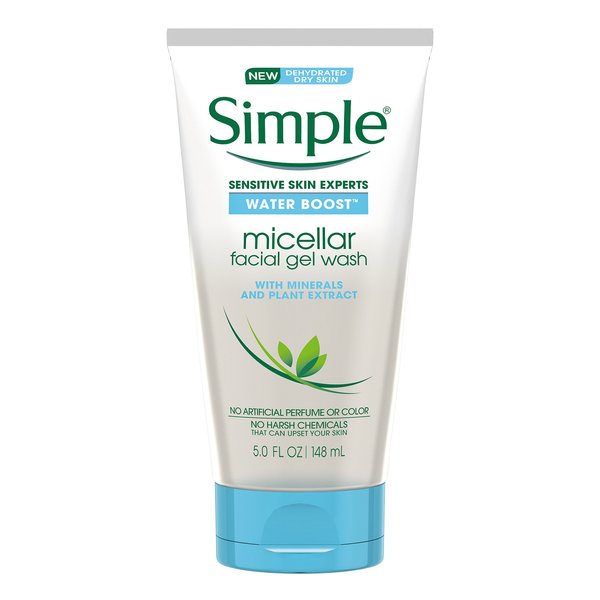 Simple Water Boost Micellar Facial Gel Wash for Sensitive Skin, 5 Ounce (Pack of 3)