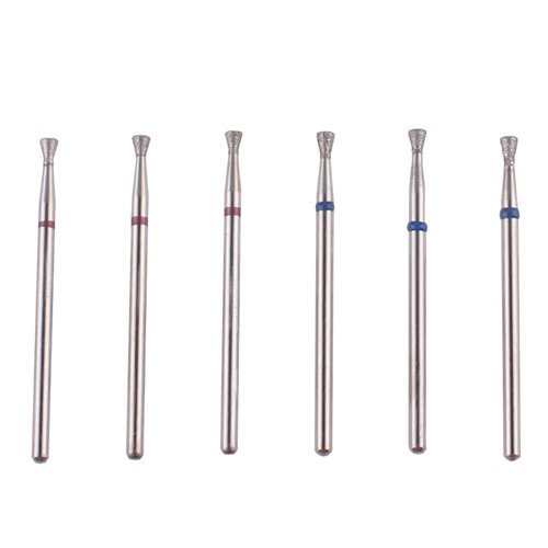 MZCMSL Tapered Diamond Cuticle Nail Bit Set with Case, 6pcs Pro Manicure Drill Bits, 3/32 Shank Electric Nail Tool(Fine+Medium)