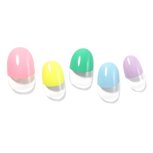 Dashing Diva Glaze Nail Strips - Candy Village | Works with Any LED Nail Lamp | Long Lasting, Chip Resistant, Semicured Gel Nail Strips | Contains 34 Salon Quality Nail Wraps, 2 Prep Pad, 1 Nail File