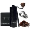 Pop and Party Stainless Steel Manual Coffee Grinder with Adjustable Setting - Lightweight and Easy to Clean - Hand Held Coffee Grinder - Perfect for Home, Office, and Camping - (Black)
