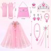 Vicloon 11PCS Princess Cape Set, Princess Dress Up Cloak With Crown, Wand, jewelry, and bag, Princess Dress Up Clothes for Little Girls, Princess Cape for 3+ Year Old Christmas Birthday Gifts(Pink)