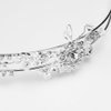 Bridal Tiara Headband Silver Crystal Double Band With Side Floral Detail