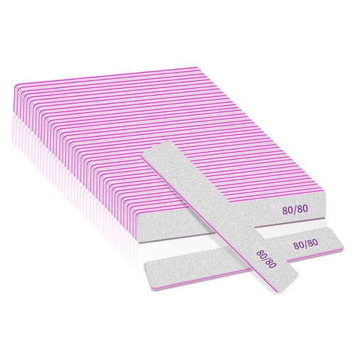 25pcs Nail Files 80 Grit, BLESWIN 80/80 Grit Nail Files, Jumbo Nail Files for Acrylic Nail, Double-Sided Emery Board Nail Filer for Manicure, Pedicure, and Acrylic Nails
