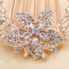 Aimimier Flower Crystal French Hair Comb Luxury Rhinestone Gem Side Combs Long Teeth Hair Pins Wedding Hair Accessories for Women Girls(Clear)