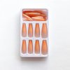 French Press on Nails Long Coffin Fake Nails Full Cover False Nails with gradient Design Acrylic Nails for Women and Girls 24Pcs (orange)