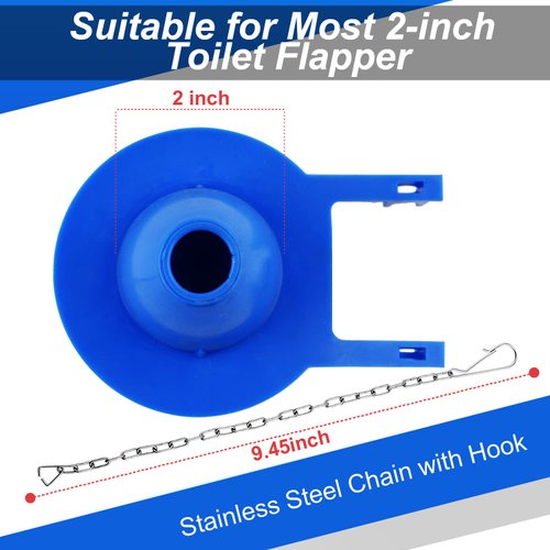 AMAYJUELONG Toilet Flapper Replacement, 2-inch Universal Toilet Stopper Flapper Compatible with American Standard Toilet Tank, Long-Lasting Rubber Seal Flapper with Stainless Steel Chain/Blue