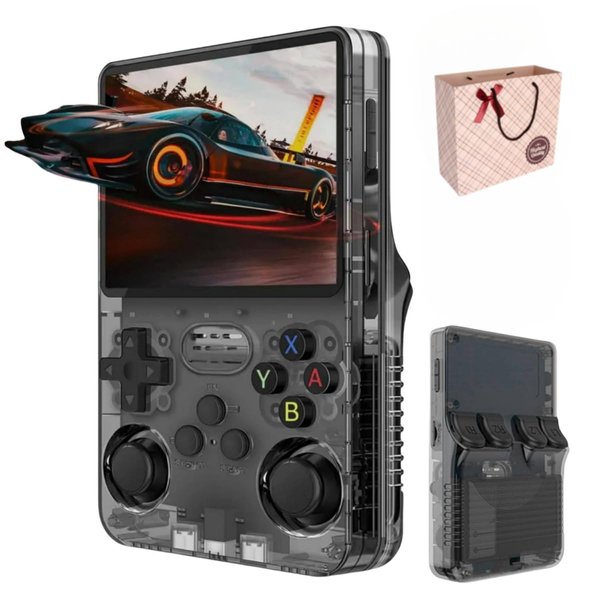 R36s Handheld Game Console, 3.5 Inch IPS Screen Retro Handheld Game Console with 128g TF, Video Games Consoles with 3500mah Battery, Built-in 20000+ Classic Games for Adults Kids (Gray-64G)