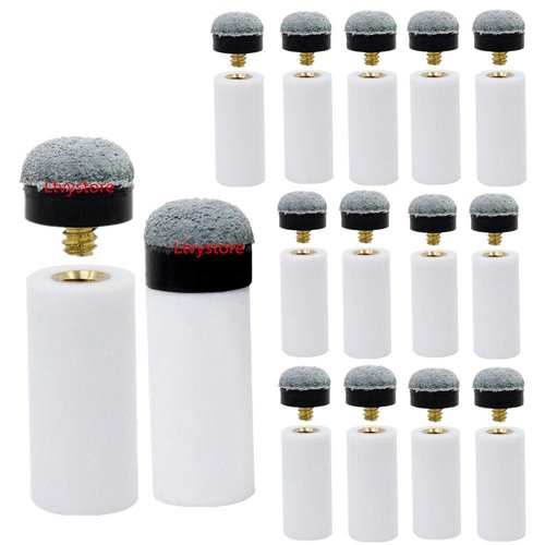 Ltvystore 13mm Soft Grey Cue Tips Billiard Replacement Screw-on Tips with White Pool Cue Stick Ferrules, Durable Professional Snooker Cue Replacement Parts Stick Repair Tool Set, Pack of 30 (13mm)