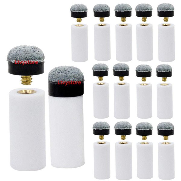 Ltvystore 13mm Soft Grey Cue Tips Billiard Replacement Screw-on Tips with White Pool Cue Stick Ferrules, Durable Professional Snooker Cue Replacement Parts Stick Repair Tool Set, Pack of 30 (13mm)