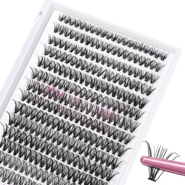 280 Pcs Individual Lashes 30D-D-0.07-10 Cluster Lashes 10D 20D C D Curl Wispy Lashes Bottom Lashes DIY Lashes At Home（30D-D-0.07-10）