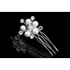 Set of 2 Handmade Faux Pearl Flower Crystal Hair Comb H091