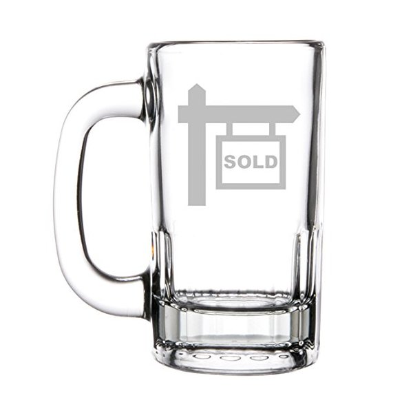 12oz Beer Mug Stein Glass Real Estate Agent Broker Realtor Sold