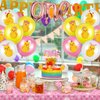 Glimin 44 Pcs Duck 1st Birthday Decorations Yellow Duck Balloon Rubber Duck Latex Balloon Animal Foil Balloon One Birthday Cake Topper Duck Party Tablecloths Duck Party Decor for Boys Girls(Cute)