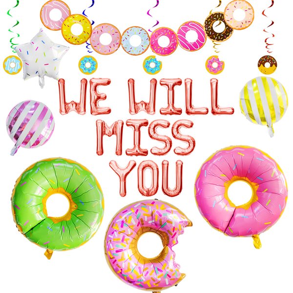 26 PCS We will Miss You Balloons Donut Forget Us Party Decoration Going Away Decor Farewell Decor Career Change Bachelorette Retirement Party Decorations Supplies