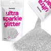 Hemway Premium Ultra Sparkle Glitter Multi-Purpose Metallic Flake for Nail Art, Cosmetic Graded, Makeup, Festival and Hair 100g / 3.5oz - Ultrafine (1/128 0.008 0.2mm) - Silver