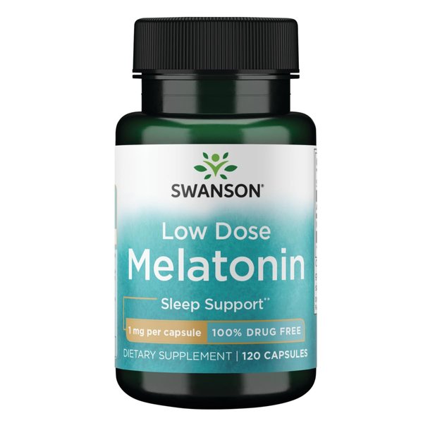Swanson Melatonin - Herbal Supplement - Sleep and Rela ation - 120 Capsules, 1mg Each