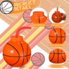 12 Pcs Sport Ball Cups with Straws and Lids, 17 oz Plastic Sport Cups Bulk for Kids Birthday Theme Party Sport Party Supplies (Basketball)
