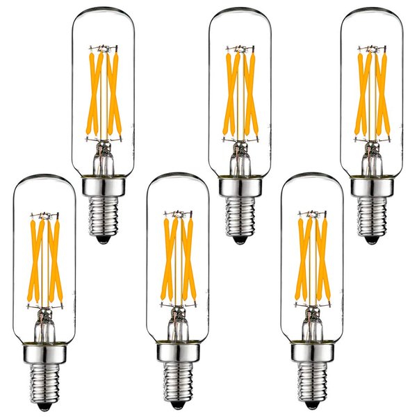 LiteHistory Dimmable t6 led Bulb 40W Candelabra led 2700K Clear 400lm 4W e12 Edison Bulb Warm White 6Pack