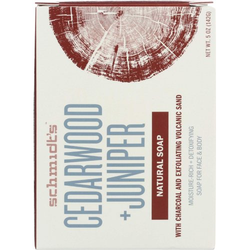 Schmidt's Deodorant Soap Bar, Cedarwood & Juniper, 5 Oz