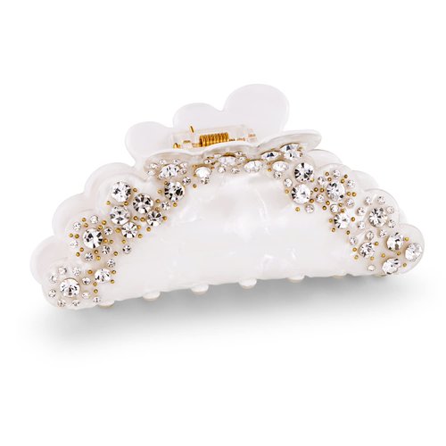 TOVABA White Hair Claw Clips for Women Shinny Rhinestones Hair Clips Cute Trendy Medium Hair Claw Clips Acrylic Clips Strong Hold Jaw Hair Clip for Thick Thin Hair